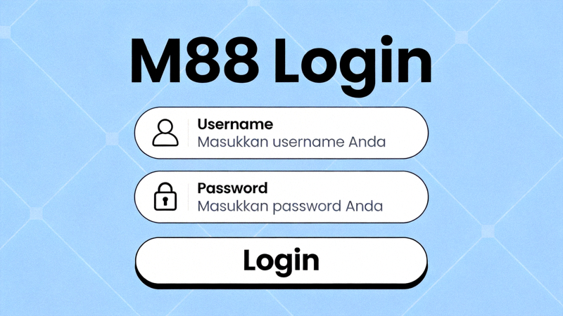 Ilustrasi form login M88 dengan kolom username dan password yang harus diisi